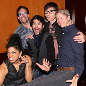 From L-R, Rebecca Naomi Jones, Dir. Michael Mayer, Darren Criss (Hedwig), Stephen Trask, John Cameron Mitchell