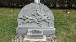 A marble memorial to the Legend of Sleepy Hollow situated in the center of town.
